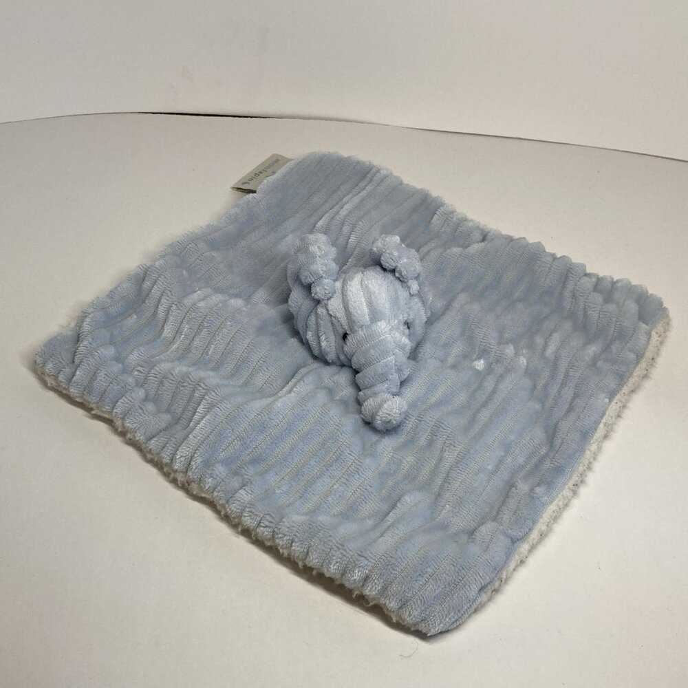 Mon Lapin Blue Elephant Ribbed Lovey Security Blanket Baby Soft Plush Sherpa